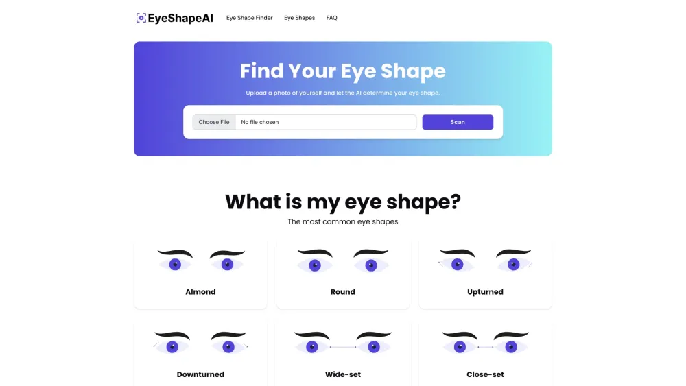 Eye Shape AI Website screenshot