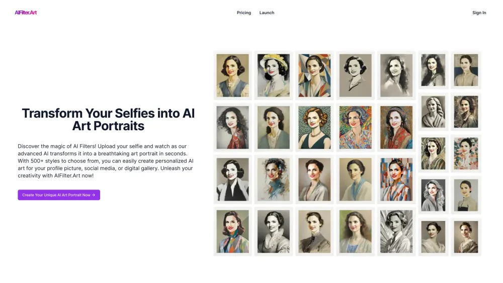 AIFilter.Art Website screenshot