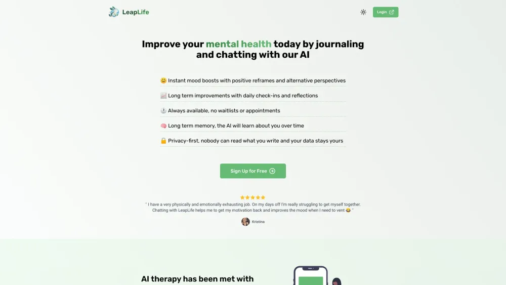 LeapLife Website screenshot