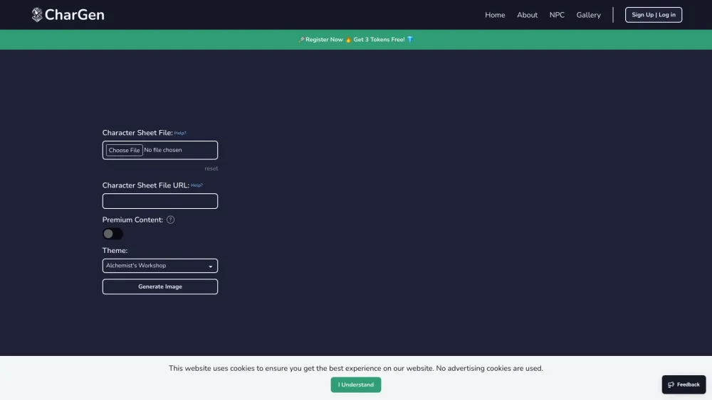 CharGen Website screenshot