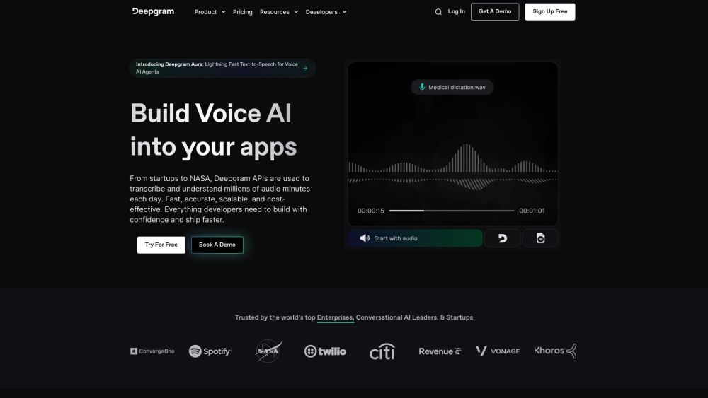 Deepgram Voice AI Website screenshot