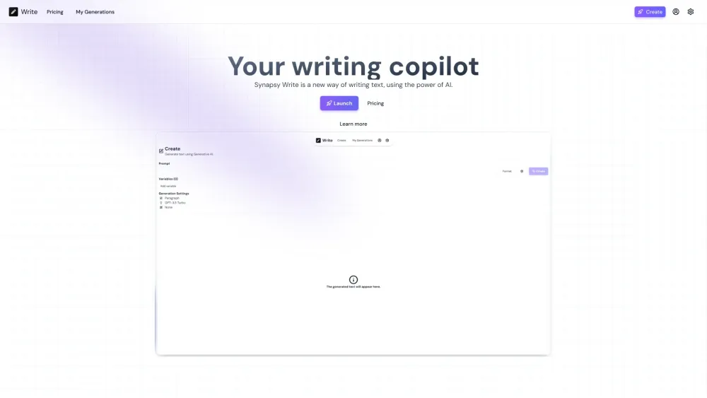 Synapsy Write Website screenshot