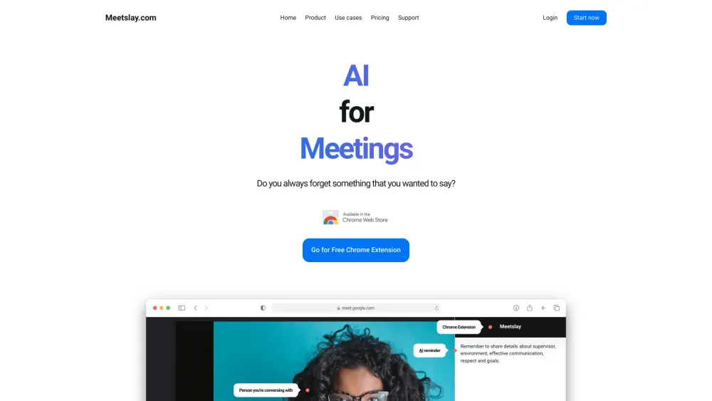 Meetslay - AI for Meetings Website screenshot