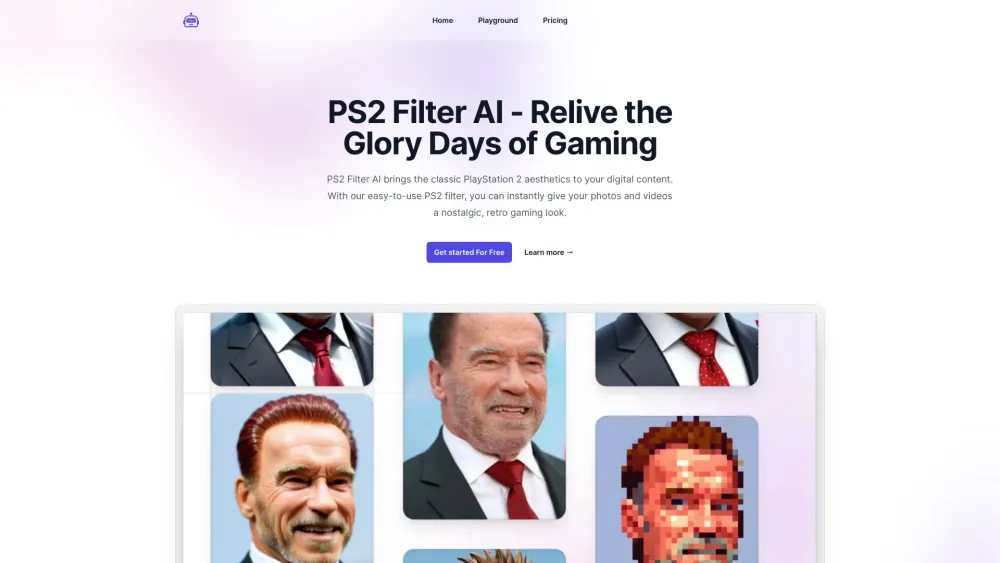 PS2 Filter AI Website screenshot