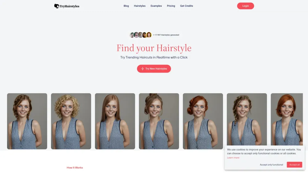 TryHairstyles Website screenshot