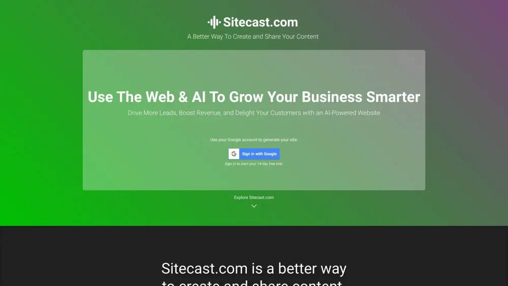 Sitecast.com Website screenshot