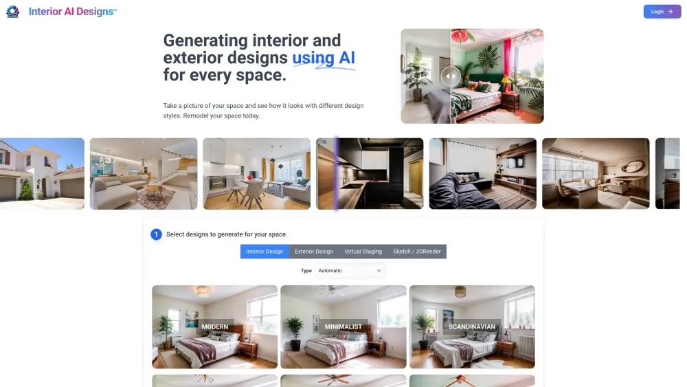 Interior AI Designs Website screenshot