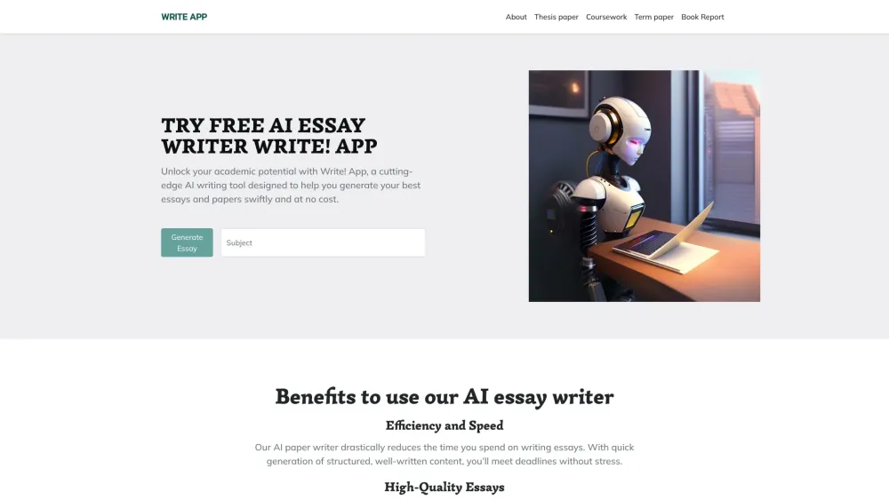 Write! App Website screenshot