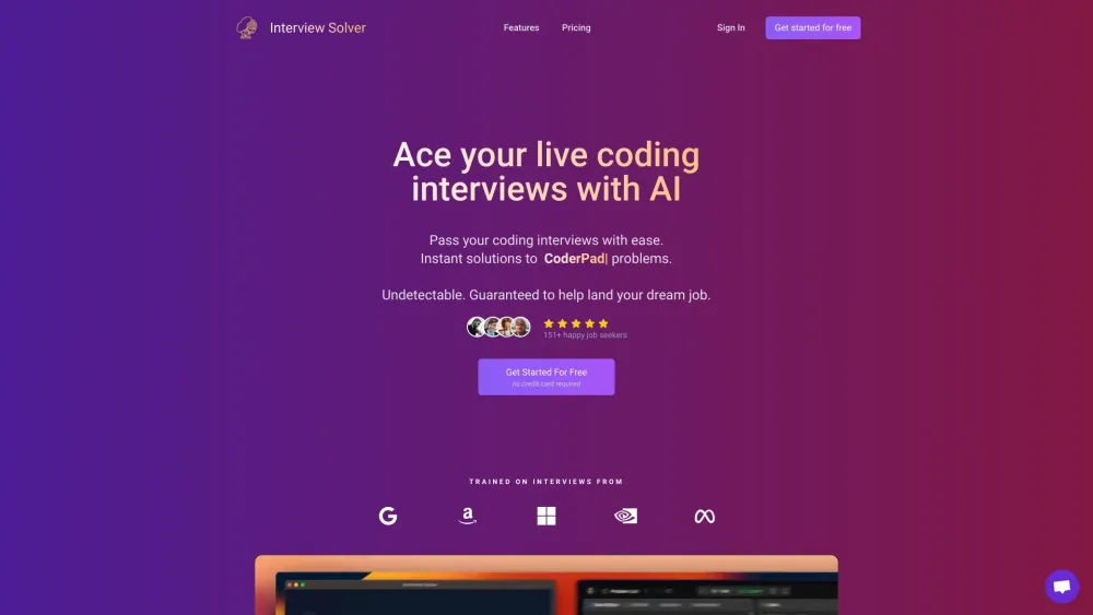 Interview Solver Website screenshot