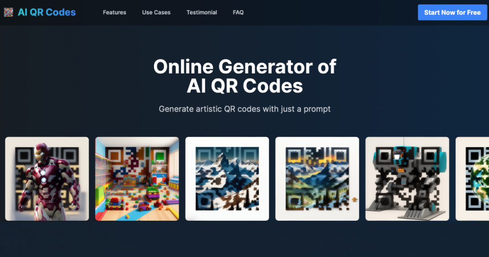 AI QR CODES - Online Generator Website screenshot