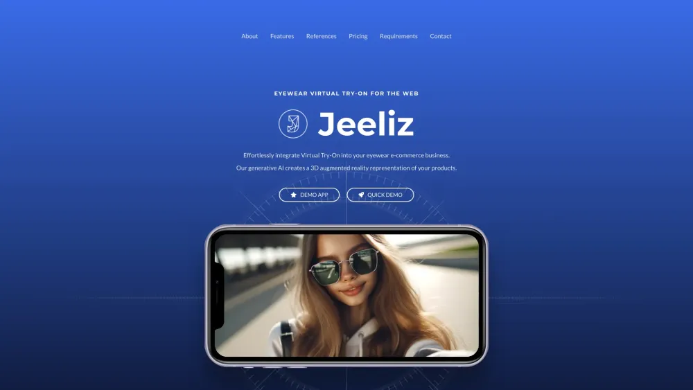 Jeeliz Eyewear Virtual Try-On Website screenshot