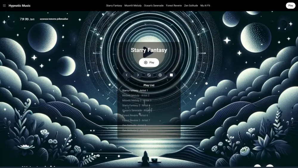 Custom AI Relaxation Music Website screenshot