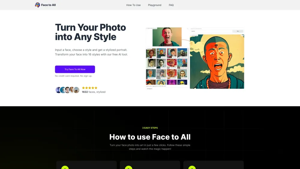 Face to All Website screenshot