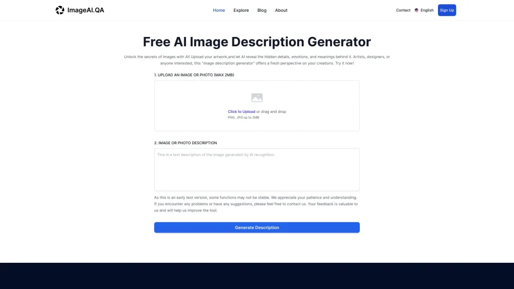 ImageAI.QA Website screenshot