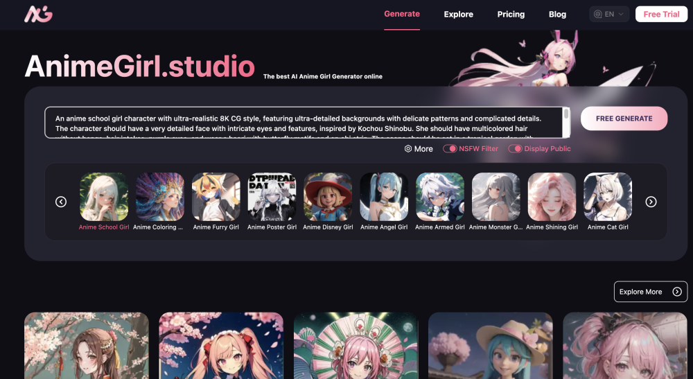 AnimeGirl.Studio Website screenshot