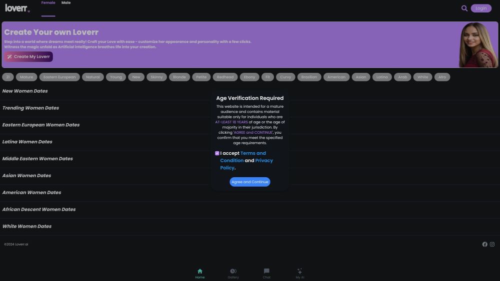 Loverr.ai Website screenshot