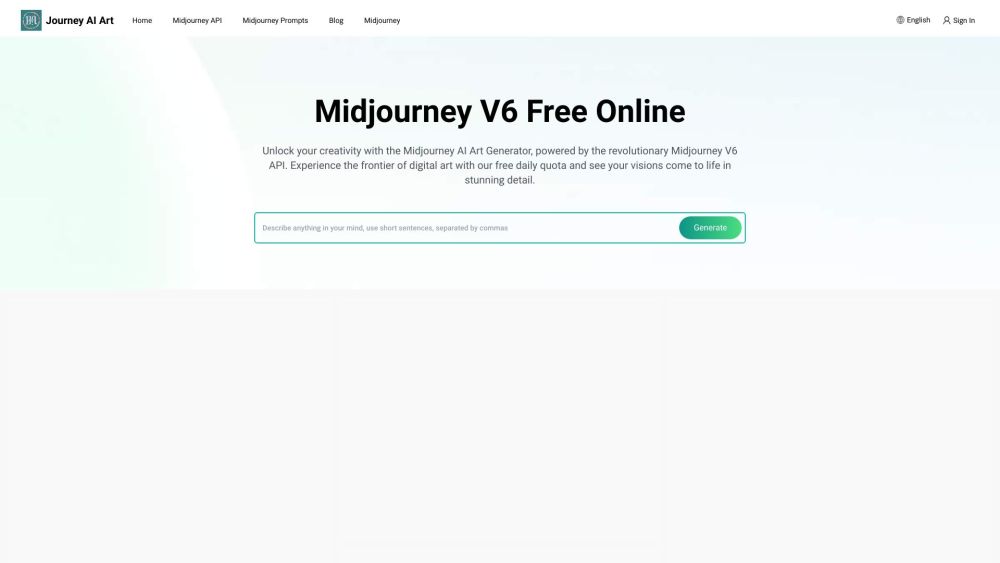 Midjourney Art AI Website screenshot