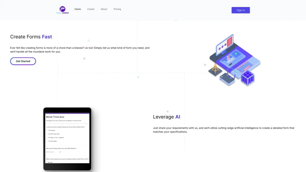 Form Assist Website screenshot