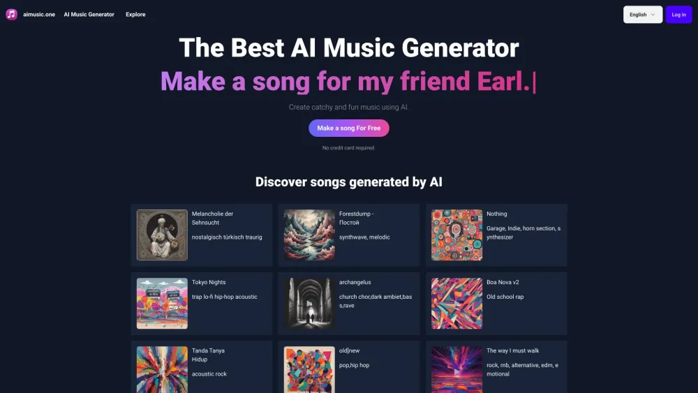 AI Music Generator Website screenshot