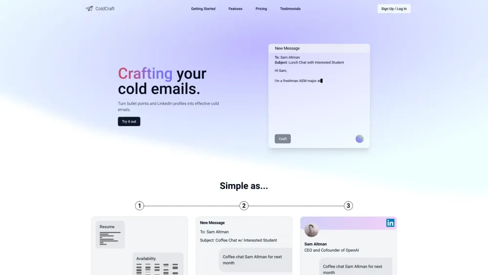 ColdCraft Website screenshot