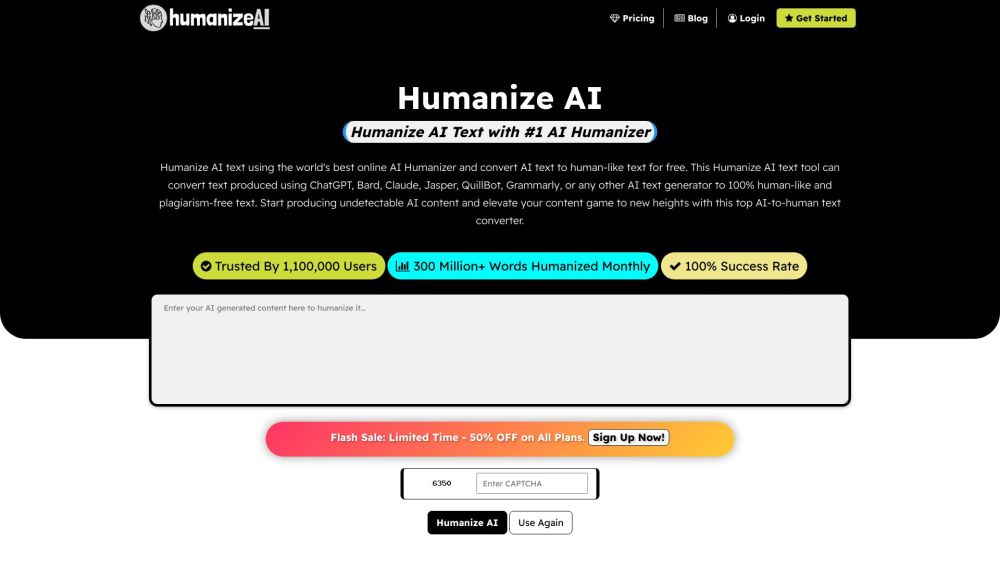 Humanize AI Text Website screenshot