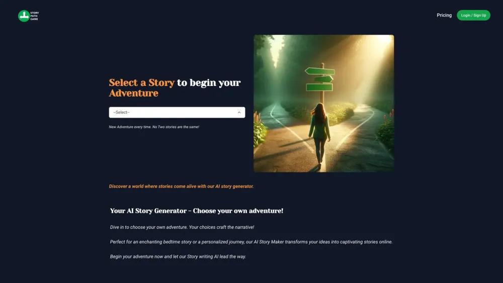 StoryPathGame Website screenshot