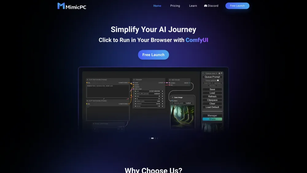 MimicPC Website screenshot