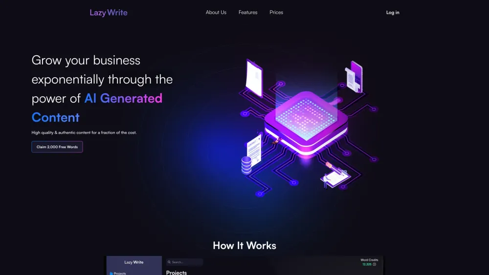 Lazy Write - AI Content Writer Website screenshot