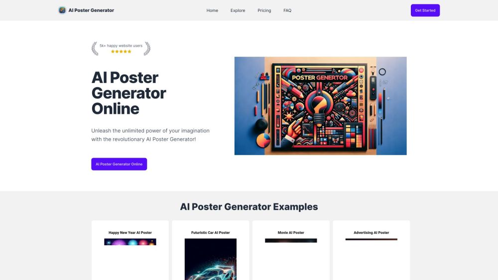 AI Poster Generator Website screenshot