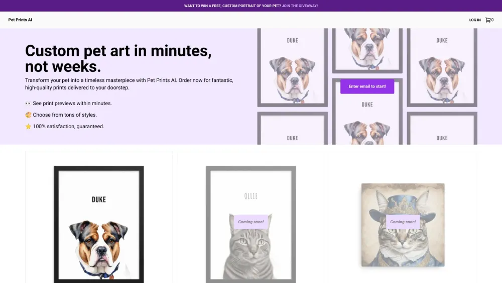 Pet Prints AI Website screenshot