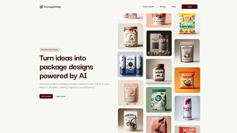 PackageDesign Website screenshot