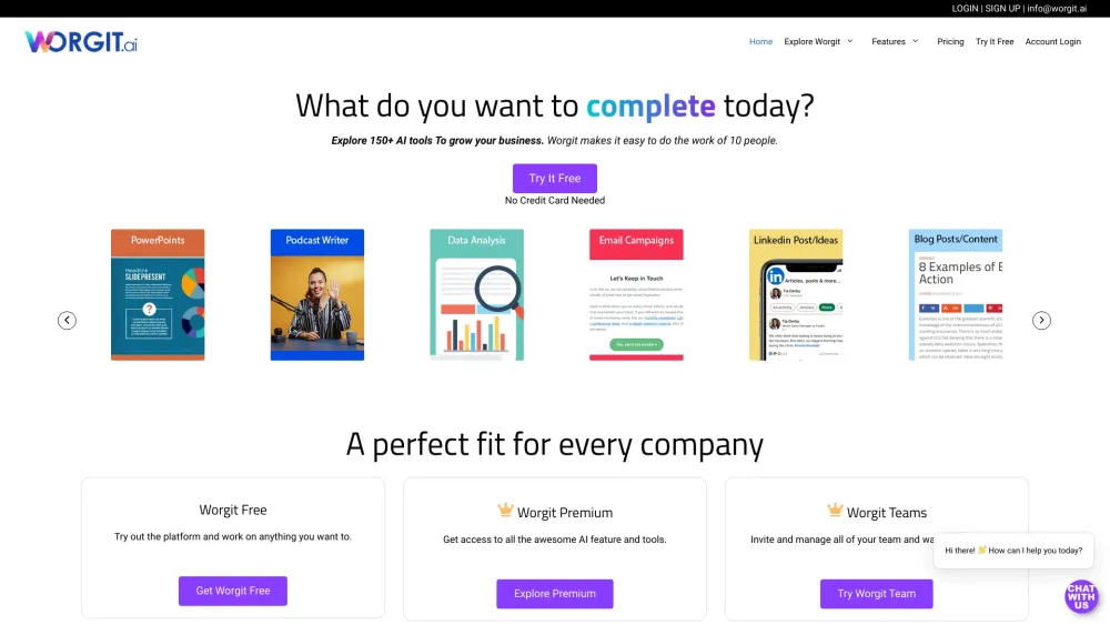 Worgit.ai Website screenshot