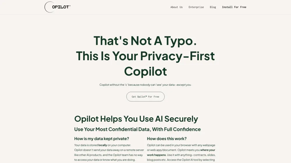 Opilot Website screenshot