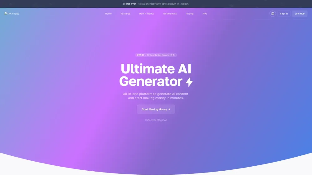 XW.AI Website screenshot