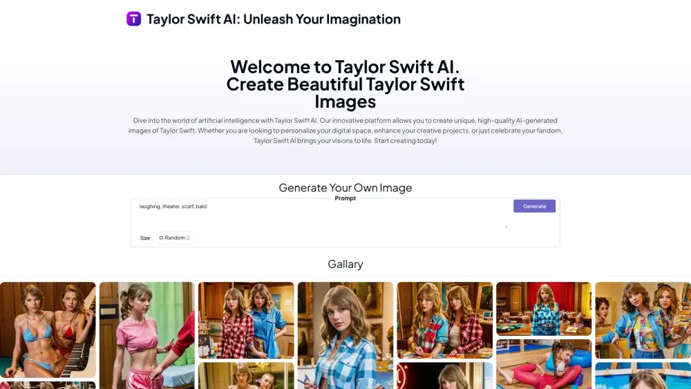 Taylor Swift AI Website screenshot