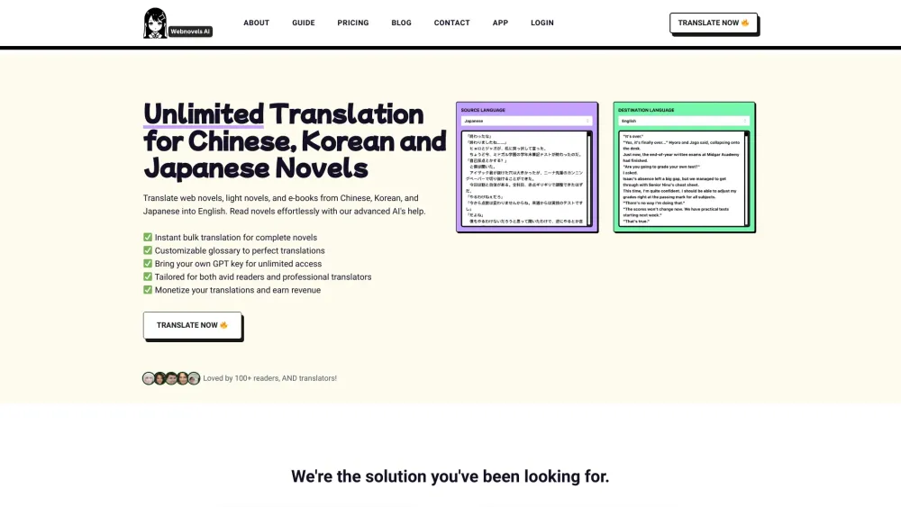 Webnovels AI Website screenshot