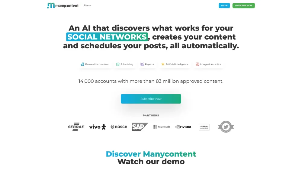 Manycontent Website screenshot