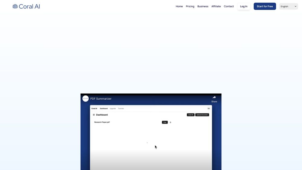 Coral AI PDF Summarizer Website screenshot