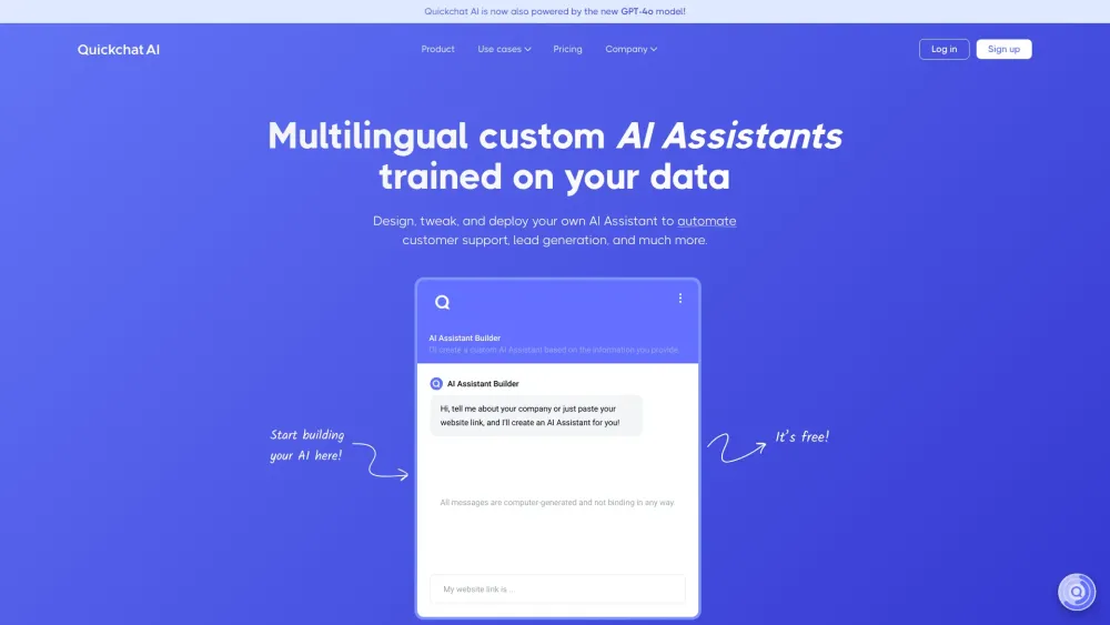 Quickchat AI Website screenshot