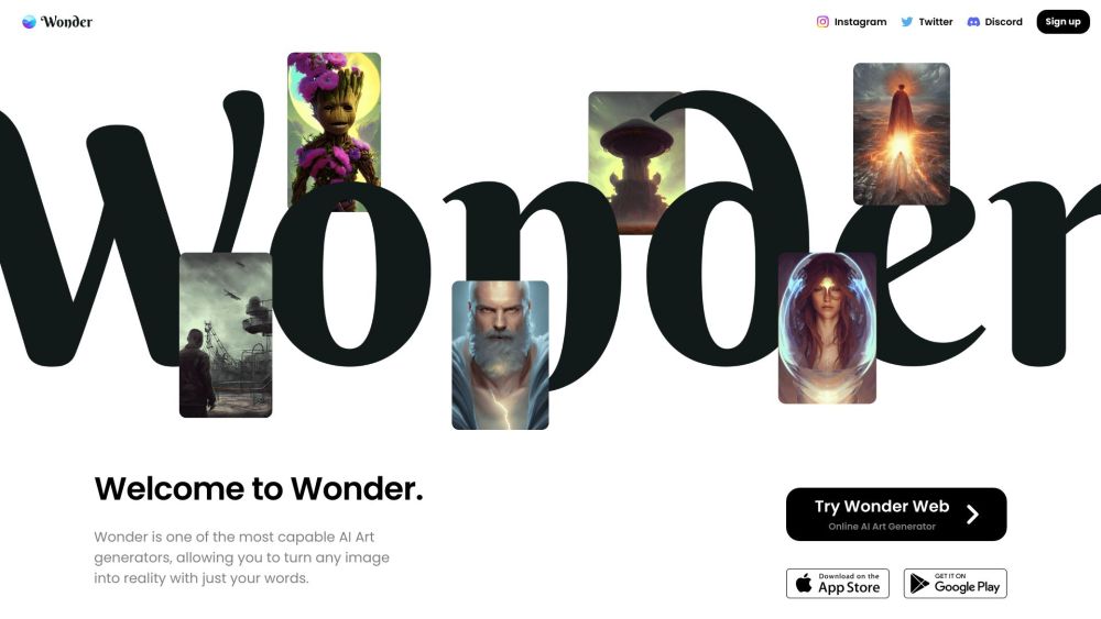 Wonder AI Website screenshot