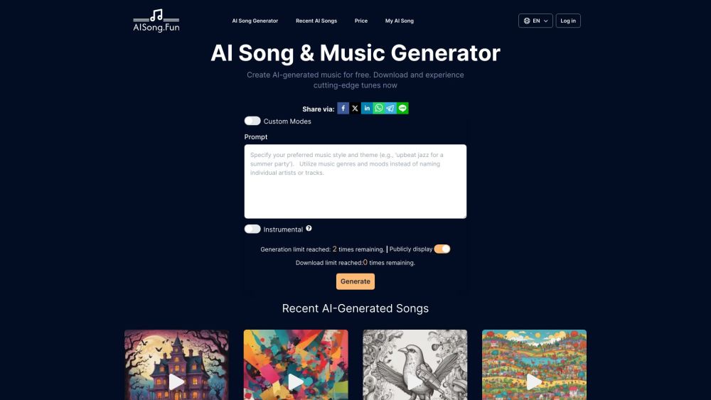 AI Song Website screenshot