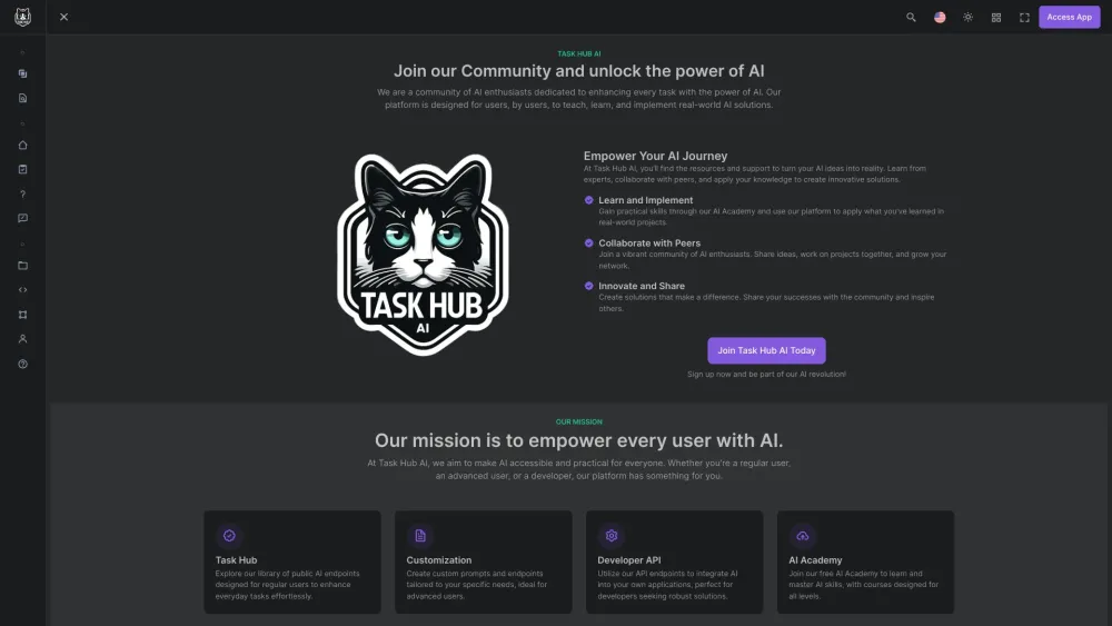 Task Hub AI Website screenshot