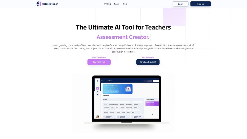 HelpMeTeach.AI Website screenshot