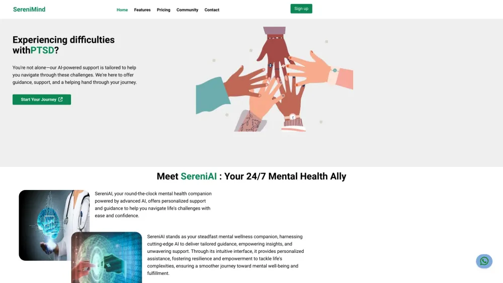 SereniMind Website screenshot