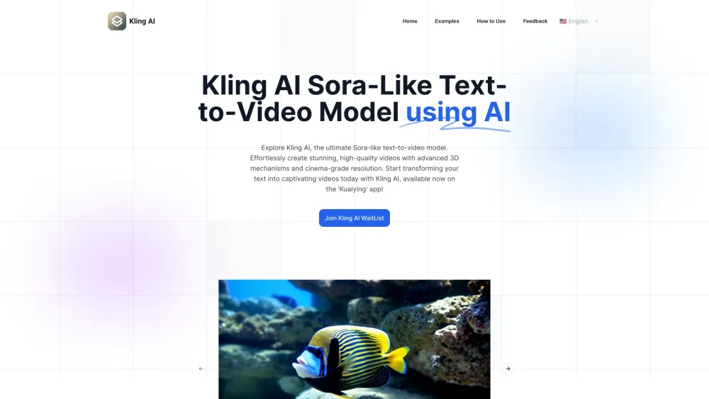 Kling AI Website screenshot