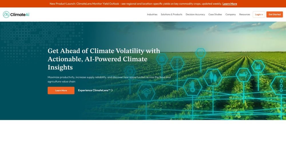 ClimateAi Website screenshot