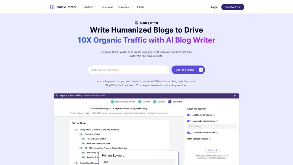 AI Blog Writer Website screenshot