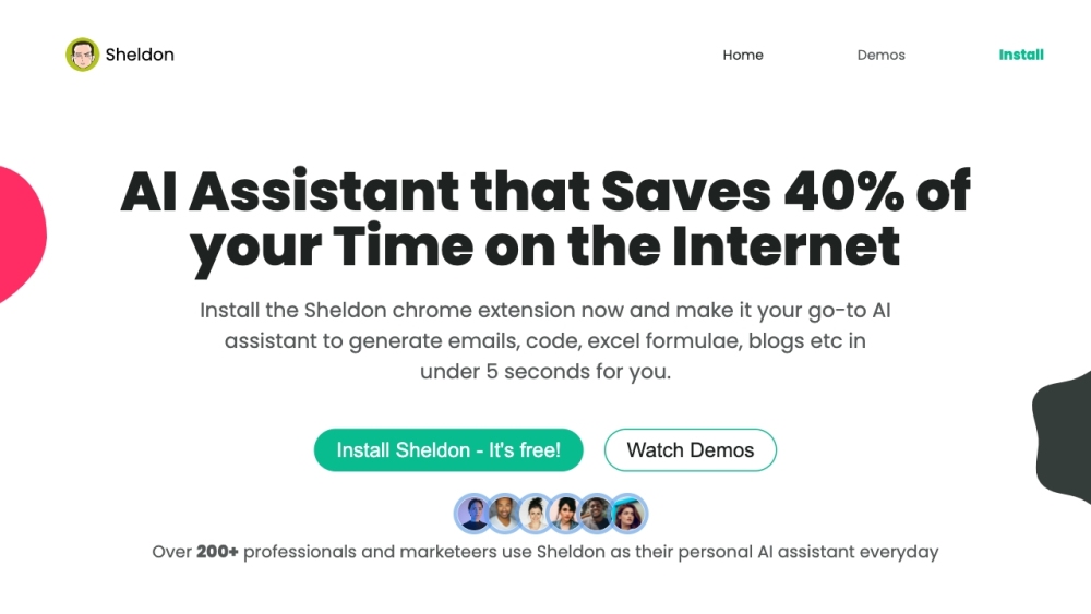 Sheldon AI Assistant Website screenshot