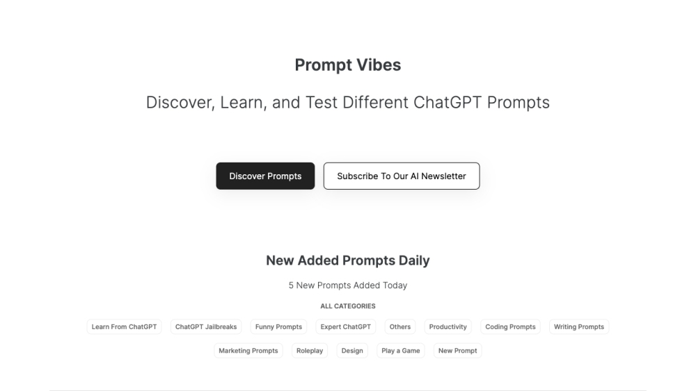 Prompt Vibes Website screenshot