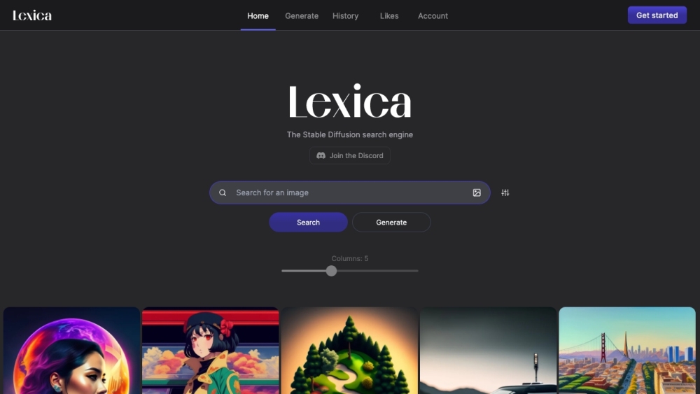 Lexica Website screenshot